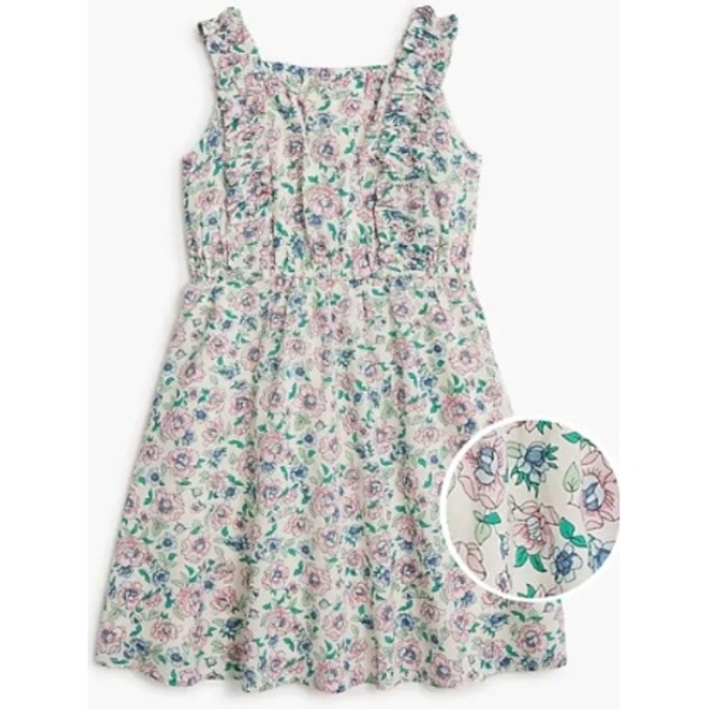 Crewcuts Girls Floral Ruffle Strap Dress Size 6 NWT Slight Flaw $80